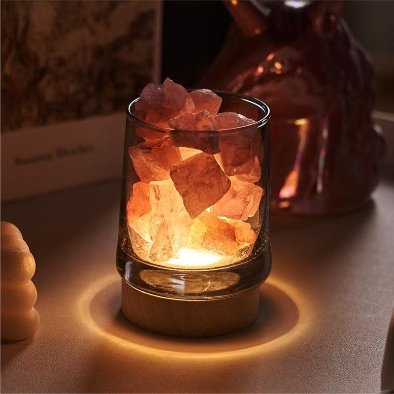 Wooden Crystal Lamp Base - LED Light Holder for Tranquil Ambiance