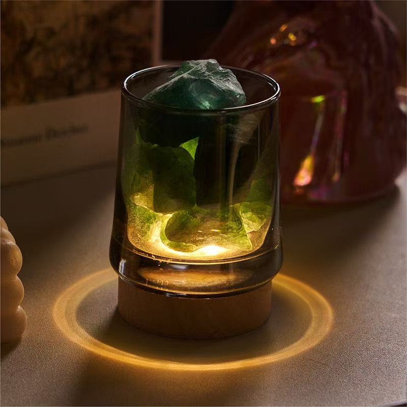Wooden Crystal Lamp Base - LED Light Holder for Tranquil Ambiance