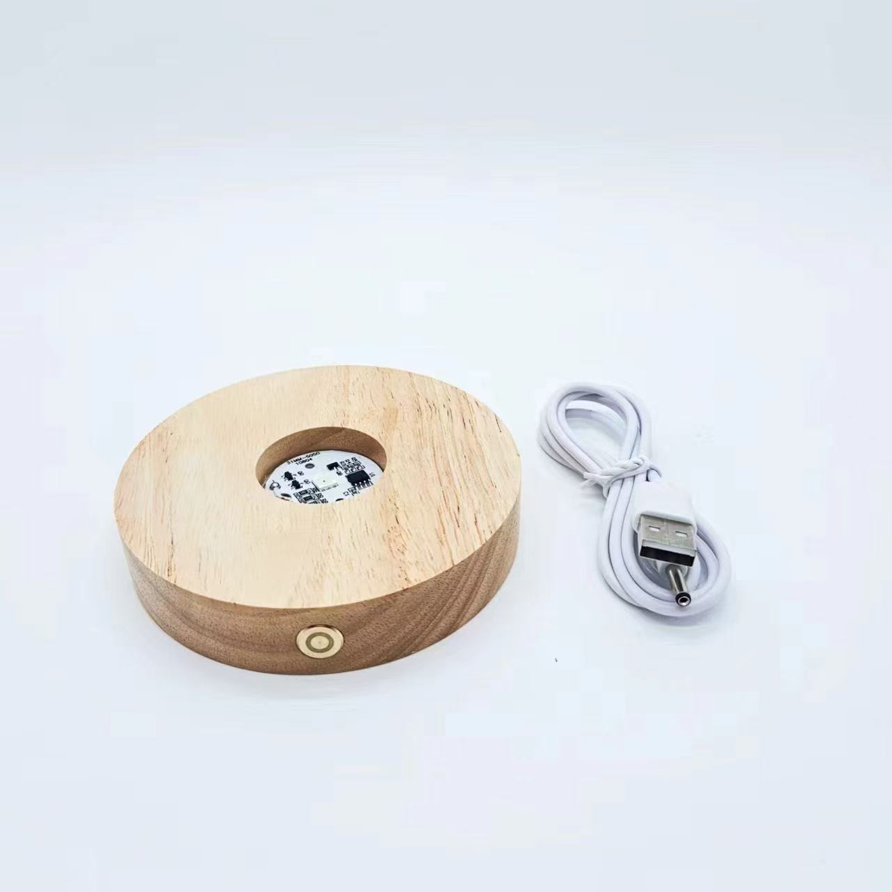 Wooden Crystal Lamp Base - LED Light Holder for Tranquil Ambiance