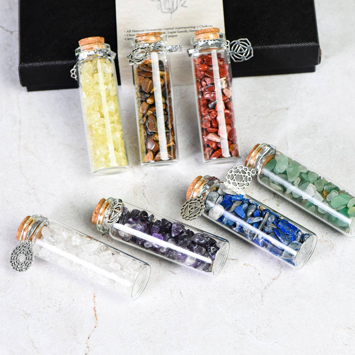 7 Chakras Crystal Bottles Set - Balance Your Energy & Enhance Spiritual Wellness