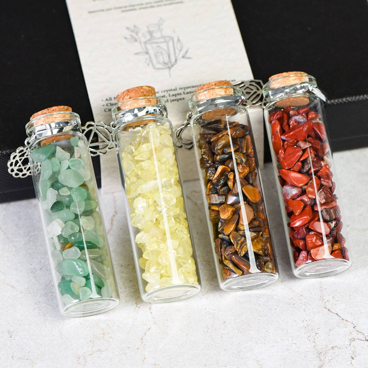 7 Chakras Crystal Bottles Set - Balance Your Energy & Enhance Spiritual Wellness