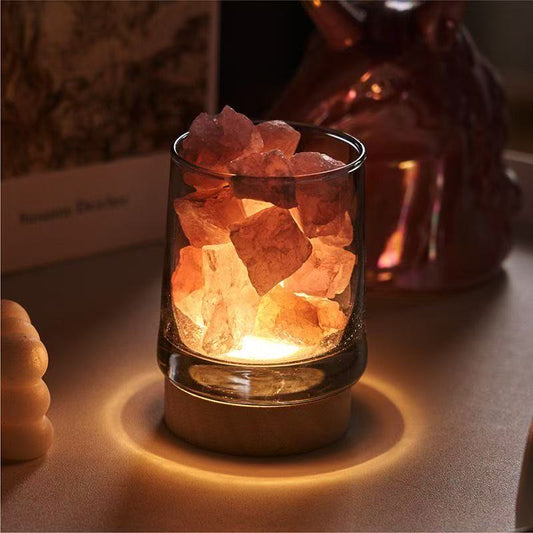 Wooden Crystal Lamp Base - LED Light Holder for Tranquil Ambiance